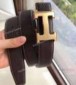 Copy Hermes Belt - Dark Brown with Gold Buckle 32cm